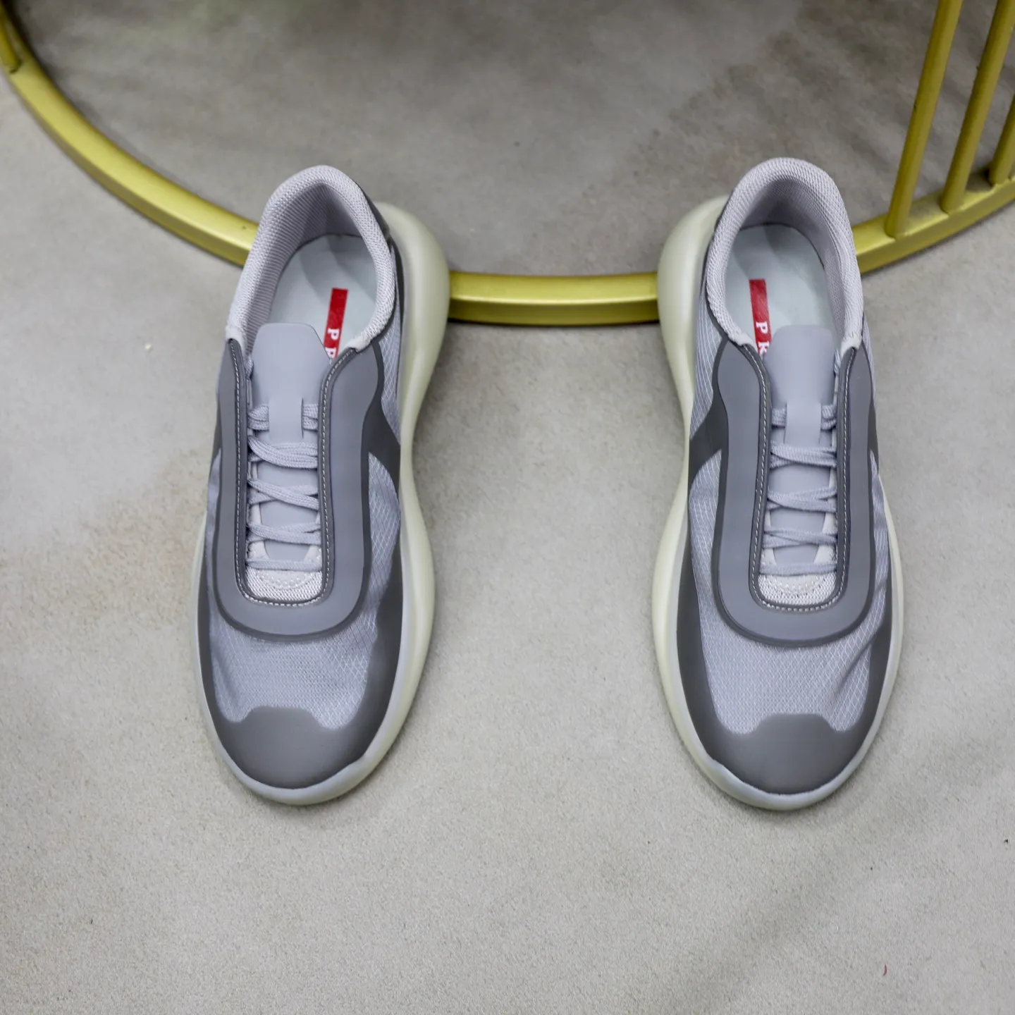 Men's Shoes 💰760💰 PRADA America's Cup Recycled Nylon and Bike Fabric Sneakers Practical and innovative, these regenerated nylon sneakers are modern, with lightweight soles and minimalist details. The upper is decorated with temperature-locking adhesive tape, screen-printed ADA logo, nylon loop shoelaces, T sole, made of ultra-light foam rubber filling material, rubber pattern texture, sole height: 40 mm, removable fabric-covered insole, Size 39-44